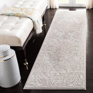 Reflection Light Gray/Cream 2 ft. x 12 ft. Floral Border Runner Rug