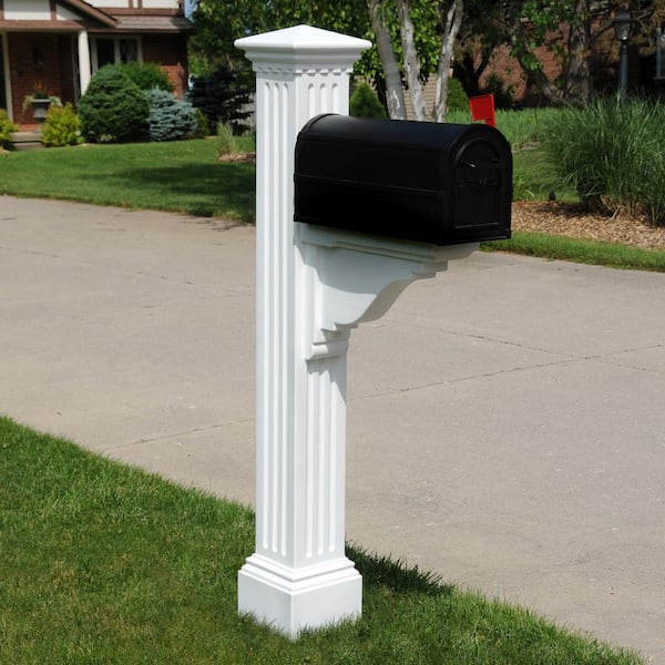 Manchester Decorative Polyethylene Mailbox Post, White