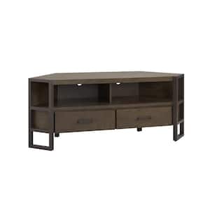 Ender 58 in. W Mixed Metal and Wood Smoke and Gunmetal Gray Corner TV Stand For up to 60 in. Wide TV's