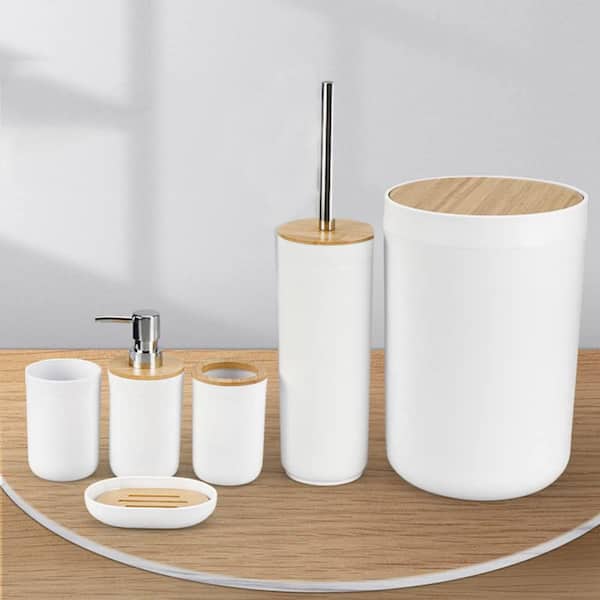 Dyiom Bathroom Accessories Set - with Trash Can Toothbrush Holder Soap  Dispenser Soap and Lotion Set Tumbler Cup 8-Pieces B0B93M1P49 - The Home  Depot
