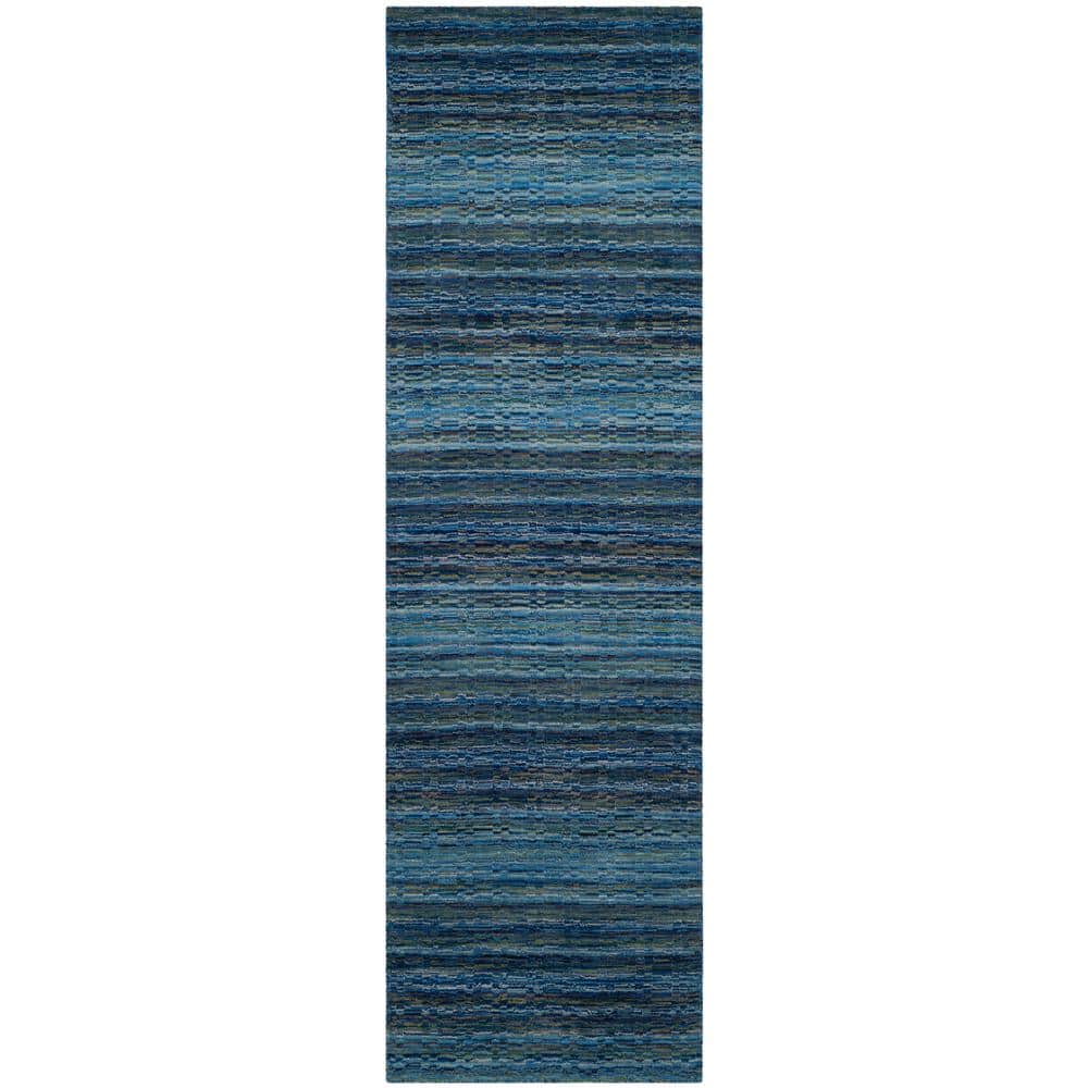 SAFAVIEH Himalaya Blue/Multi 2 ft. x 8 ft. Striped Runner Rug HIM707A