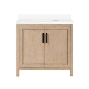 Nyall 36 in. W x 22.1 in. D x 34.5 in. H Single Sink Bath Vanity in Sahara Birch with White Quartz