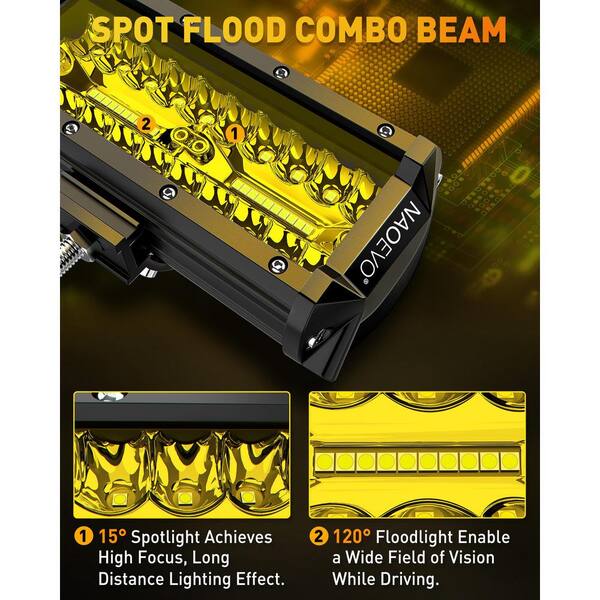 IPF 600 LEDライト イエロー 2個セット BIBIVIS 7 in. 240-Watt Yellow LED Light Strip Set Includes 24,000