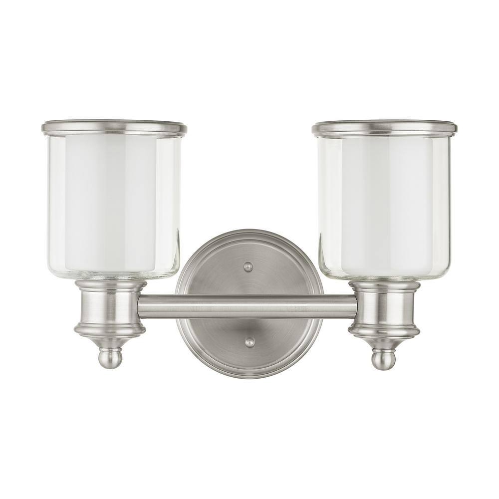 Elegant Brushed Nickel 2-Light Bath Vanity with Dimmable Feature