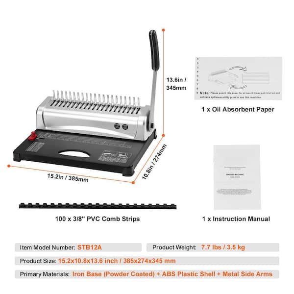 SKYSHALO Binding Machine, Comb Binding Machine 21-Holes Binding 450 Sheets, Book Binder Machine Tile Cutter Steel Blade