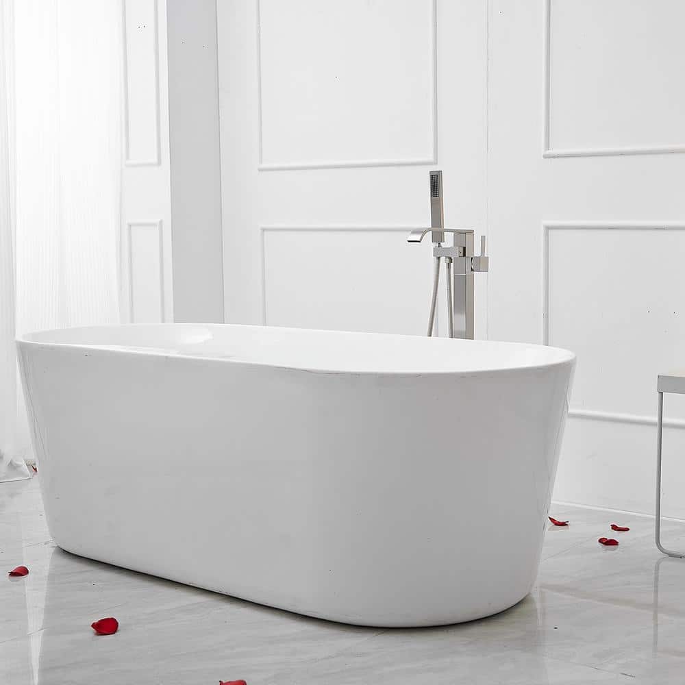 Brushed Nickel Single-Handle Freestanding Tub Faucet with Hand Shower