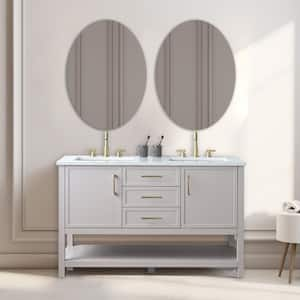 Arlo 54 in. W x 22 in. D x 34 in. H Bath Vanity in Taupe with Engineered Stone Top in Ariston White with White Sinks