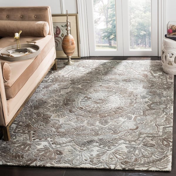 Marquee Gray/Ivory 5 ft. x 8 ft. Border Area Rug