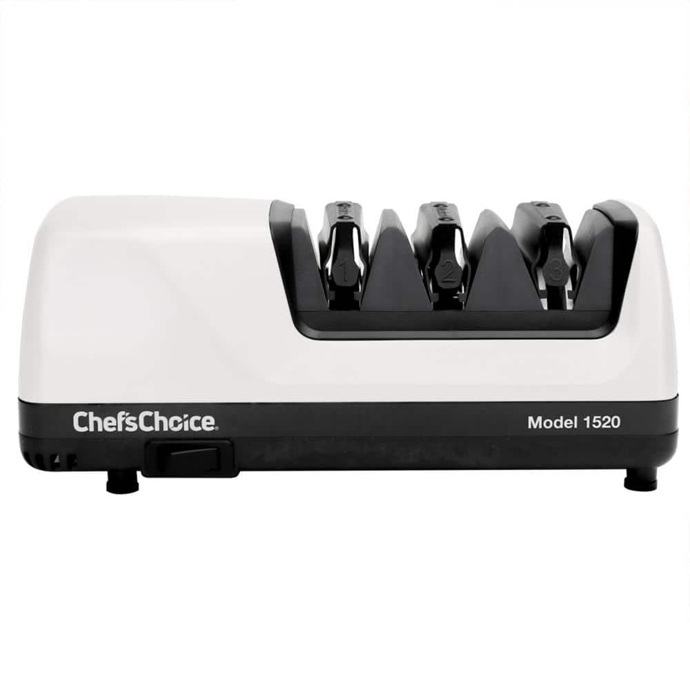White Electric Knife Sharpener with Diamond Abrasive Discs