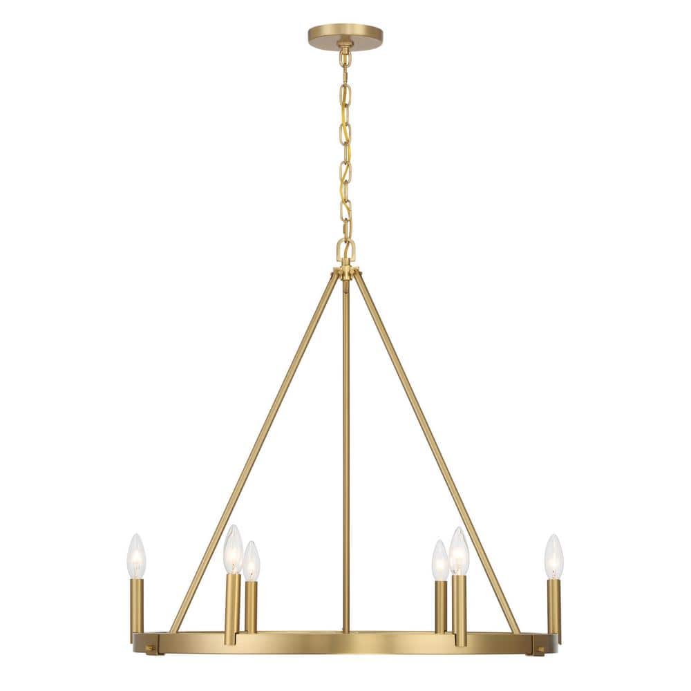 Dutton 6-Light Signature Brass Candlestick Round Chandelier for Dining Room and Kitchen, No Bulbs Included price history on PriceWatchPro
