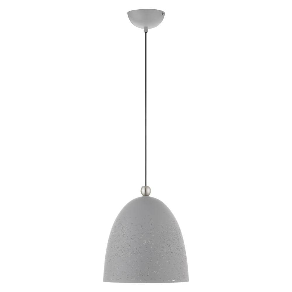 Nordic Gray Crystal Pendant with Brushed Nickel Accents