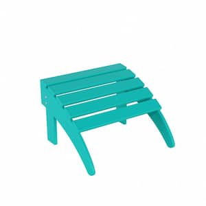 District Turquoise Outdoor Plastic Adirondack Chair Folding Ottoman