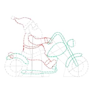 4 ft Silhouette Motorcycle Santa Holiday Yard Decoration