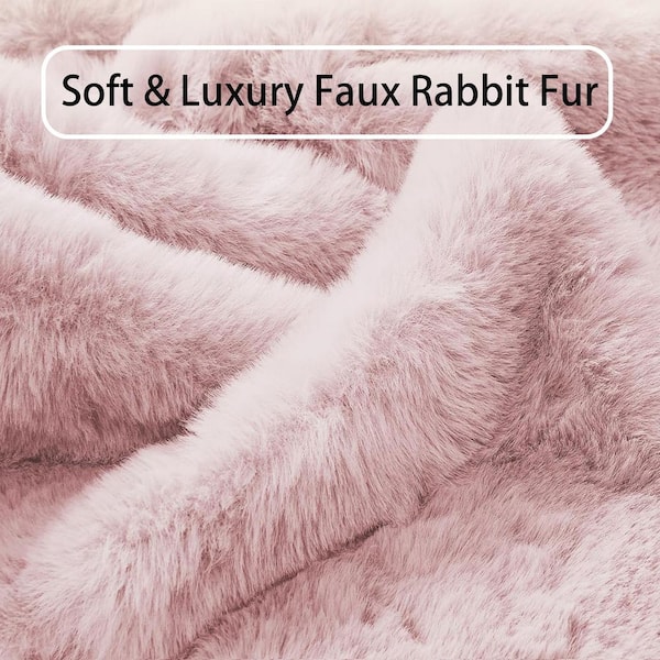 Nourideaux Pink Round Rug 6 ft. Circle Rug Fluffy Faux Fur Rug