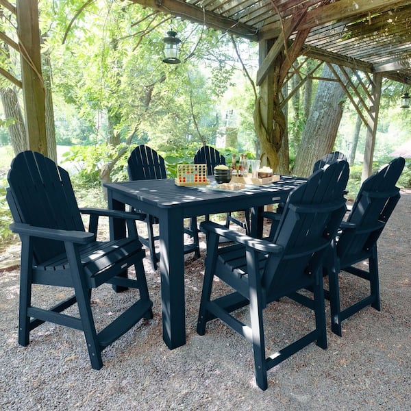 Highwood Hamilton Federal Blue 7-Piece Plastic Rectangular Outdoor Dining Set