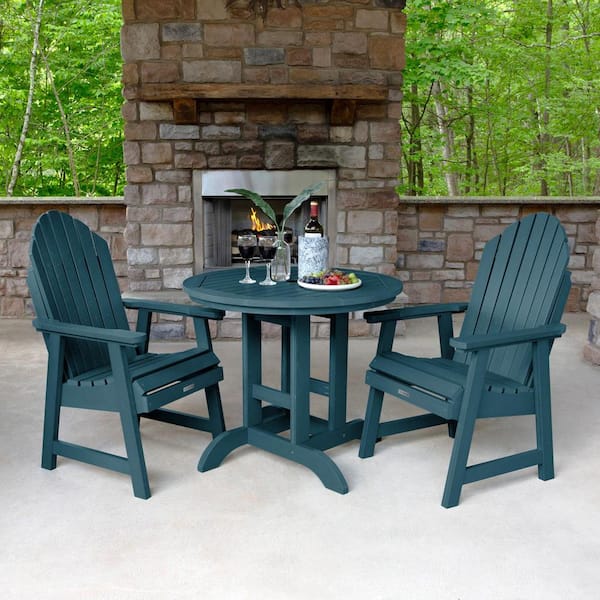 Highwood Hamilton Nantucket Blue 3-Piece Recycled Plastic Round Outdoor Dining Set