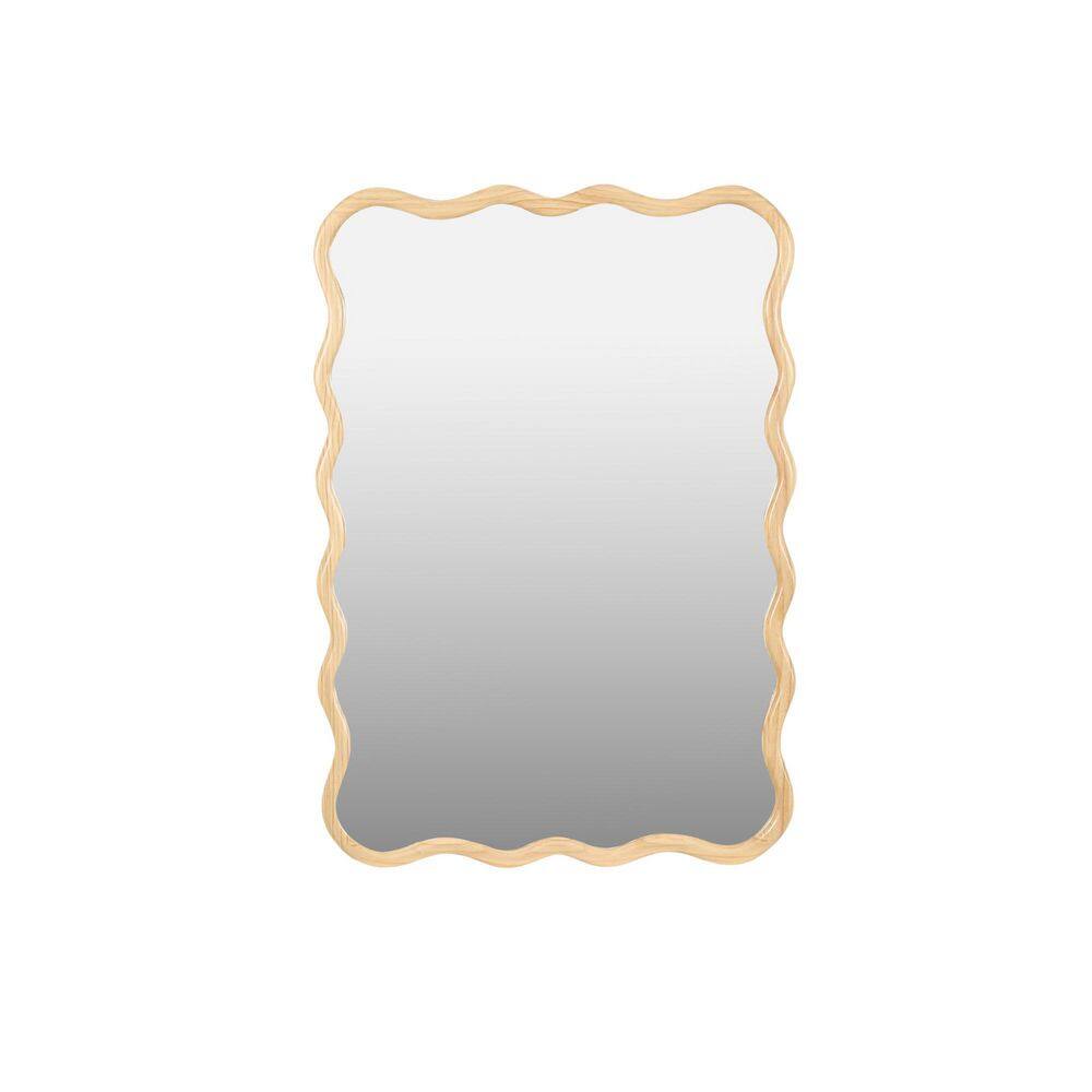 Wavy Decor 40 in. W x 28 in. H Rectangle Framed Wall Mount Bathroom Vanity Mirror in Beige price history on PriceWatchPro