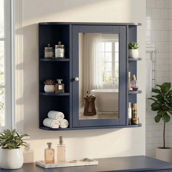 LIVACA 26 in. W x 24.75 in. H Rectangular MDF Blue Medicine