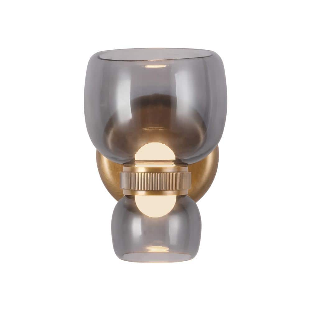 Sutton 8-in Vintage Brass dimmable LED Wall/Vanity Light with Smoked Glass price history on PriceWatchPro