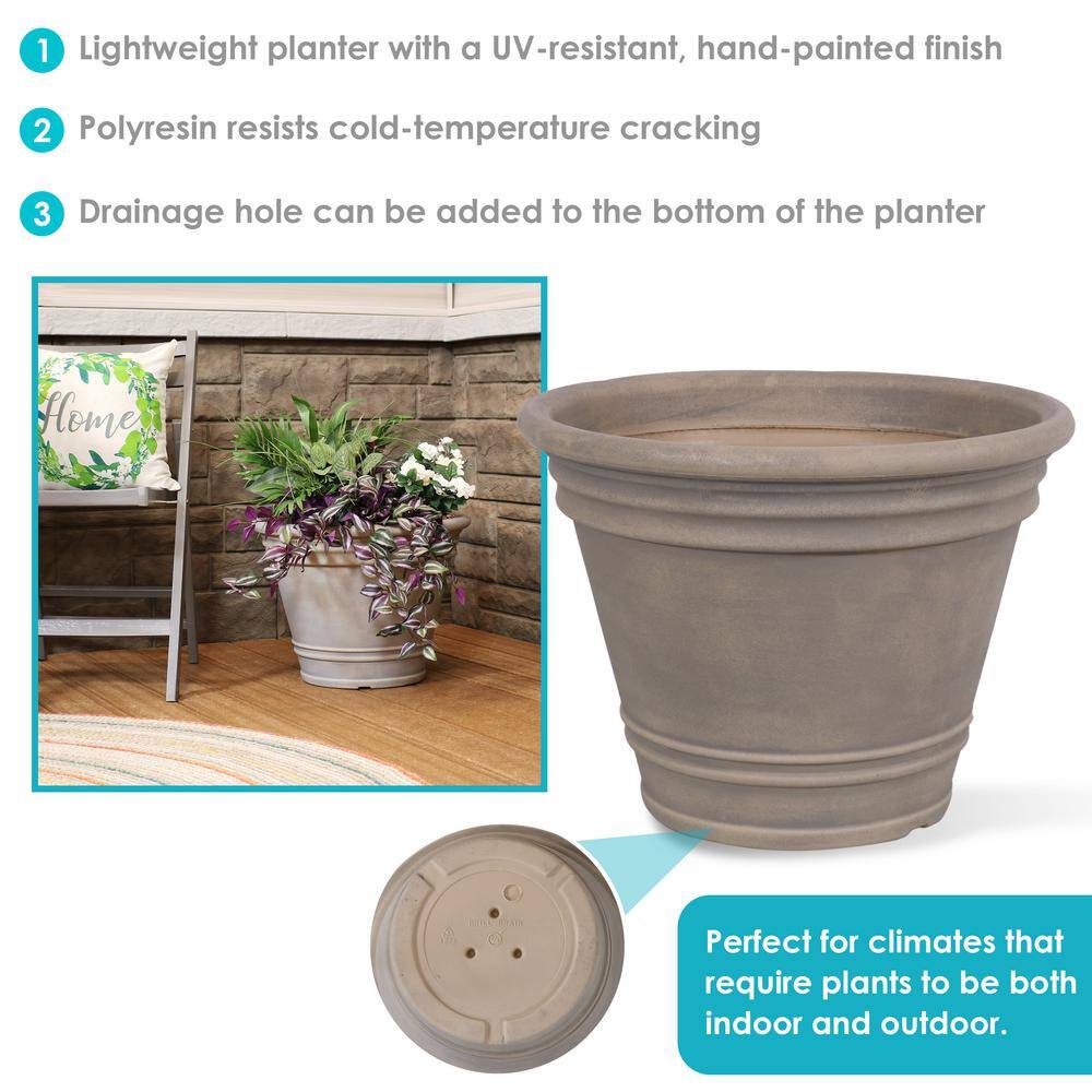Franklin 21" Beige Polyresin Weather-Resistant Indoor/Outdoor Planter Set