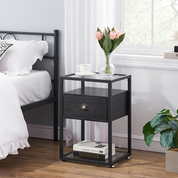 VECELO Nightstand Bedside Table Living Room Sofa End Table Transparent ...