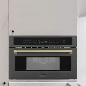 Autograph Edition 30 in. 1000-Watt Built-In Microwave Oven in Black Stainless Steel & Champagne Bronze Handle