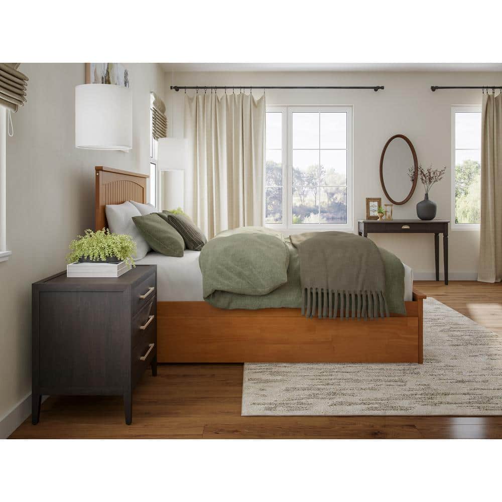 Nantucket Light Toffee Queen Wood Platform Bed with Slats