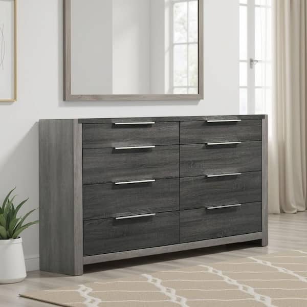 Joho Gray 8-Drawer 17 in. Wide Dresser without Mirror
