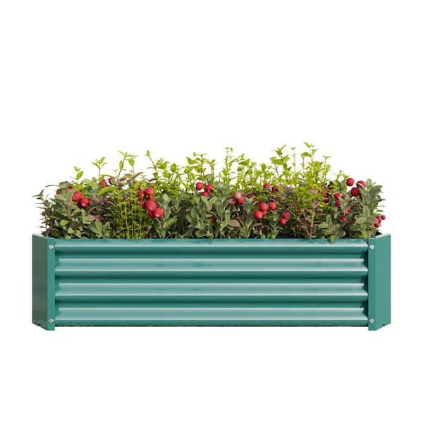 Unbranded 47 in. L x 24 in. W x 12 in. H Green Metal Rectangle Raised Vegetable Flowers Plants Planter with Open Bottom Design