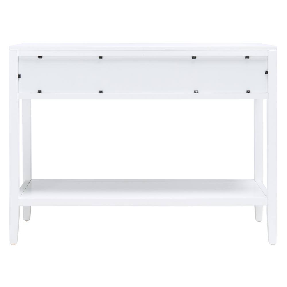 White Mahogany and Brass Hallway Table with Storage