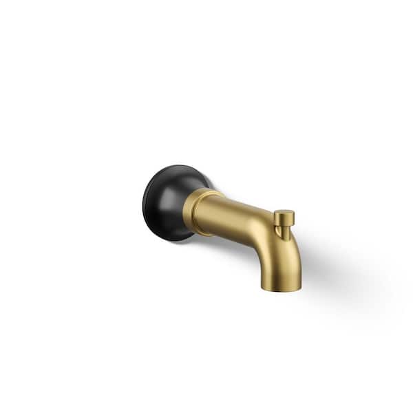 KOHLER Tone Wall-Mount Bath Spout with Diverter in Matte Black with Moderne Brass