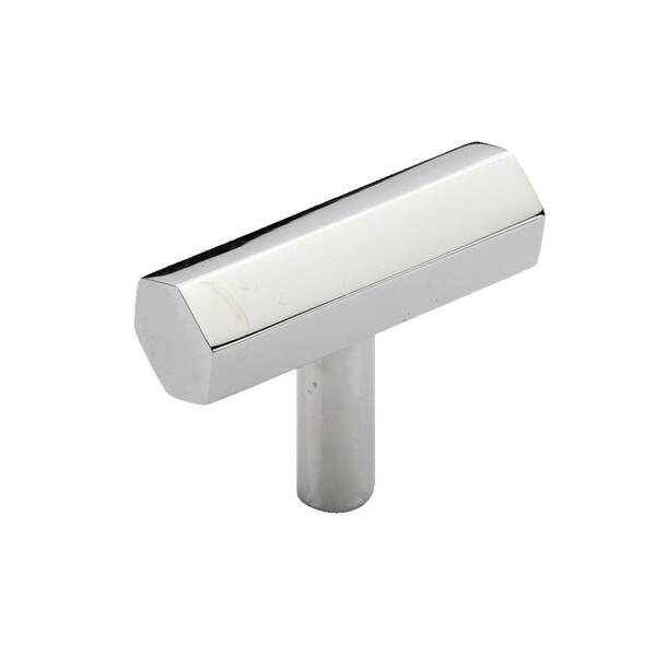 Pyramid Home Decor Brizza Series 2 in. (50 mm) Silver Satin Solid Brass Hexagonal T-Bar Cabinet Knob (10-Pack)