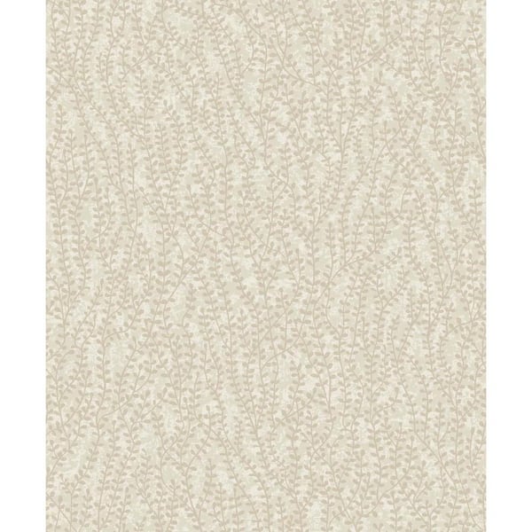 57.5 sq. ft. Organic Silk Seaweed Beaded Branches Nonwoven Paper Unpasted Wallpaper Roll