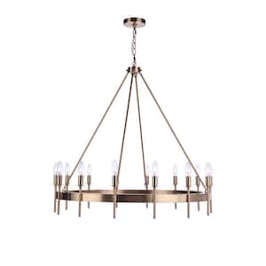 Larrson 14-Light Satin Brass Finish Transitional Chandelier for Kitchen/Dining/Foyer, No Bulbs Included