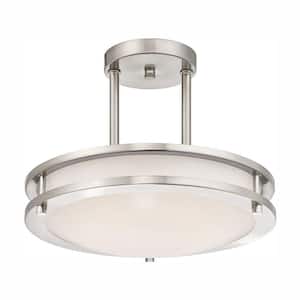 Lauderdale 12 in. 15-Watt Brushed Nickel Integrated Dimmable LED Semi-Flush Mount