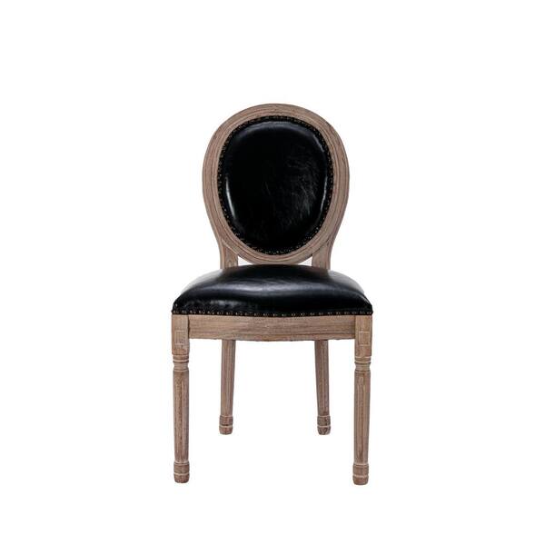 GOJANE Black and Gold Leatherette Dining Chair with Oval Backrest