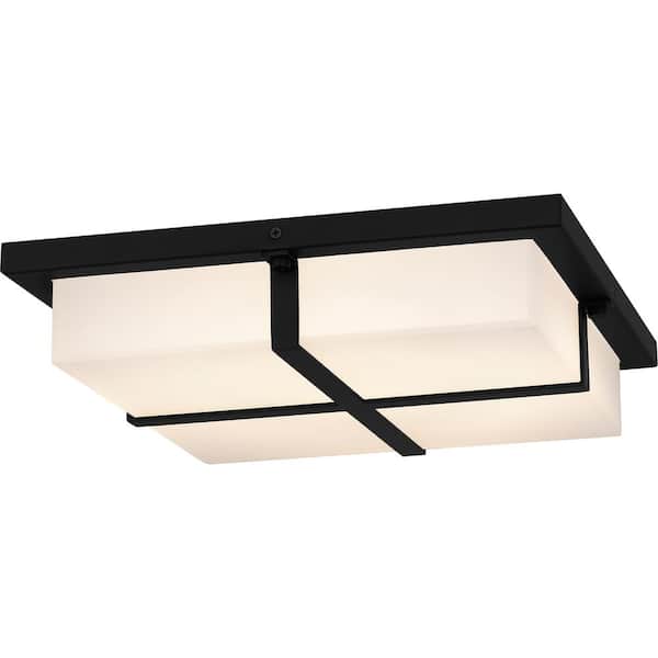 Quoizel Armstrong 14 in. 25-Watt Matte Black Integrated LED Flush Mount