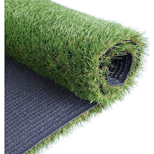 Synthetic Artificial Grass Turf Lawn 10 ft. x 10 ft. 1.38 in. Outdoor Indoor Fake Grass Rug Drainage Holes in Green