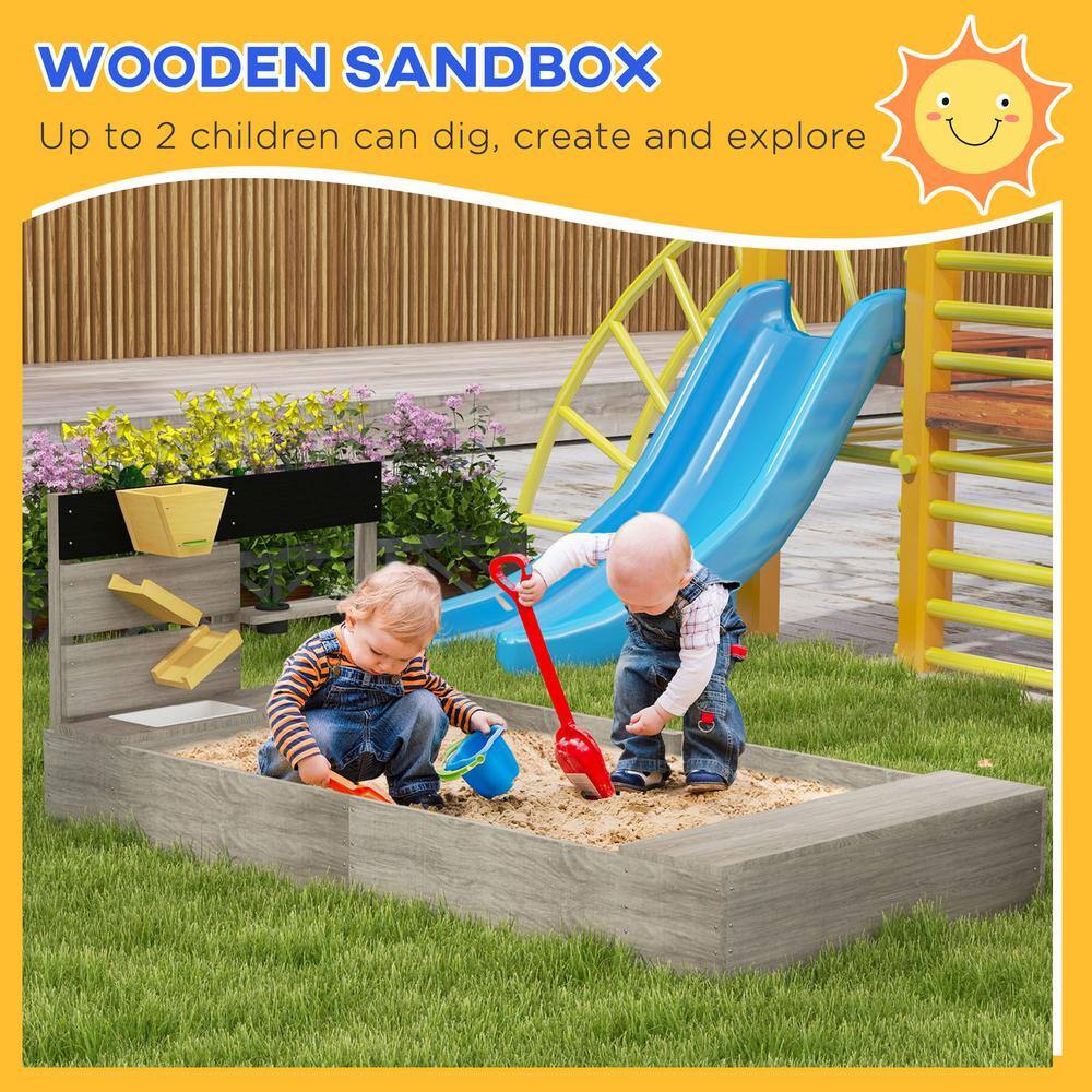 GOGEXX 61in.L x 31.5in.Wx 24in. H Kids Wooden Sandbox Liner Kitchen Design Game House Gift Beach