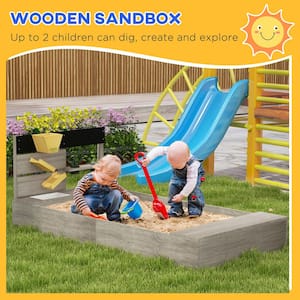 61in.L x 31.5in.Wx 24in. H Kids Wooden Sandbox Liner Kitchen Design Game House Gift Beach Outdoor Playset 3-7 Years Old