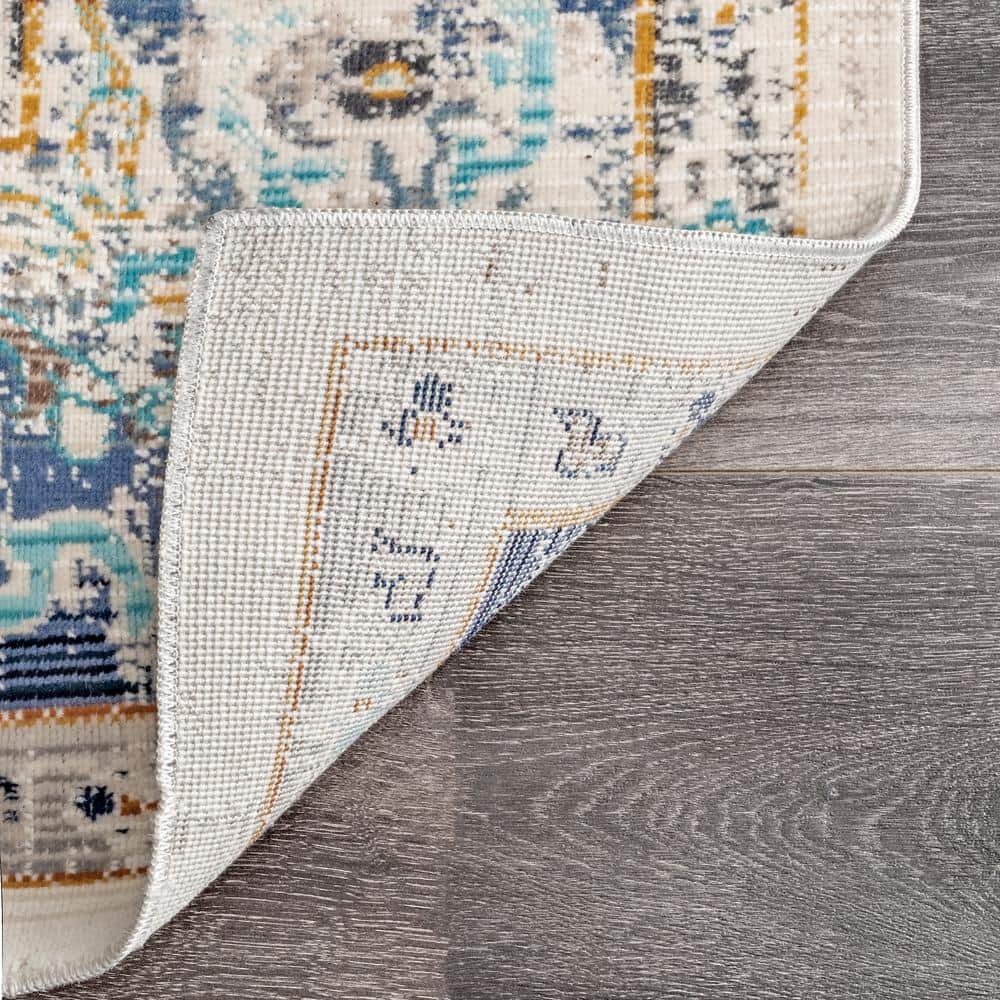 Ainsley Blue Distressed Medallion 3x5 Area Rug