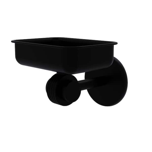 Allied Brass Satellite Orbit 2-Collection Wall Mounted Soap Dish with Groovy Accents in Matte Black