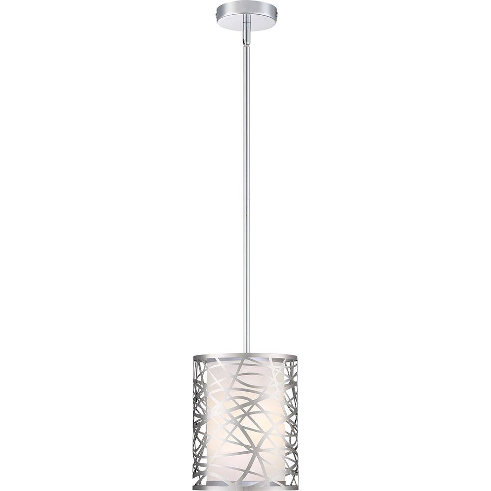 Polished Chrome Mini Pendant Light with Organza Shade