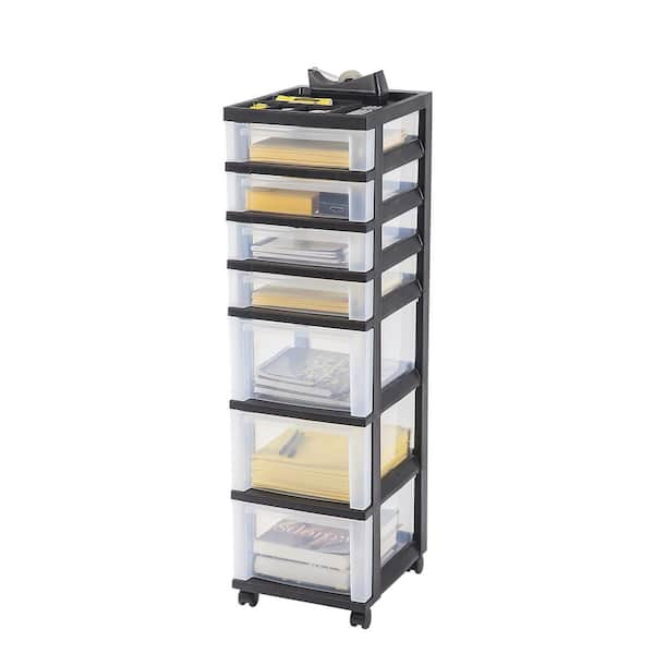 IRIS 108 Qt. 7-Drawer Storage Bin in Black