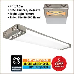 4 ft. Brushed Nickel Big X End Caps 5250 Lumens Integrated LED Wraparound Light Adjustable CCT Night Light Feature