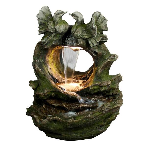 Alpine Corporation 32 in. Waterfall Bird Fountain with LED Lights