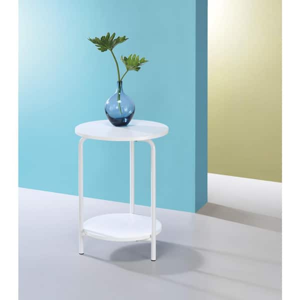 OSP Home Furnishings Elgin 15.75 in. Metal Accent Table in White