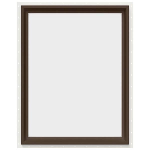 JELD-WEN 29.5 in. x 35.5 in. V-2500 Series Brown Painted Vinyl Picture Window w/ Low-E 366 Glass