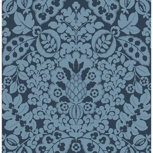 A-Street Prints Blue Marni Fruit Damask Wallpaper Sample 4081-26334SAM ...