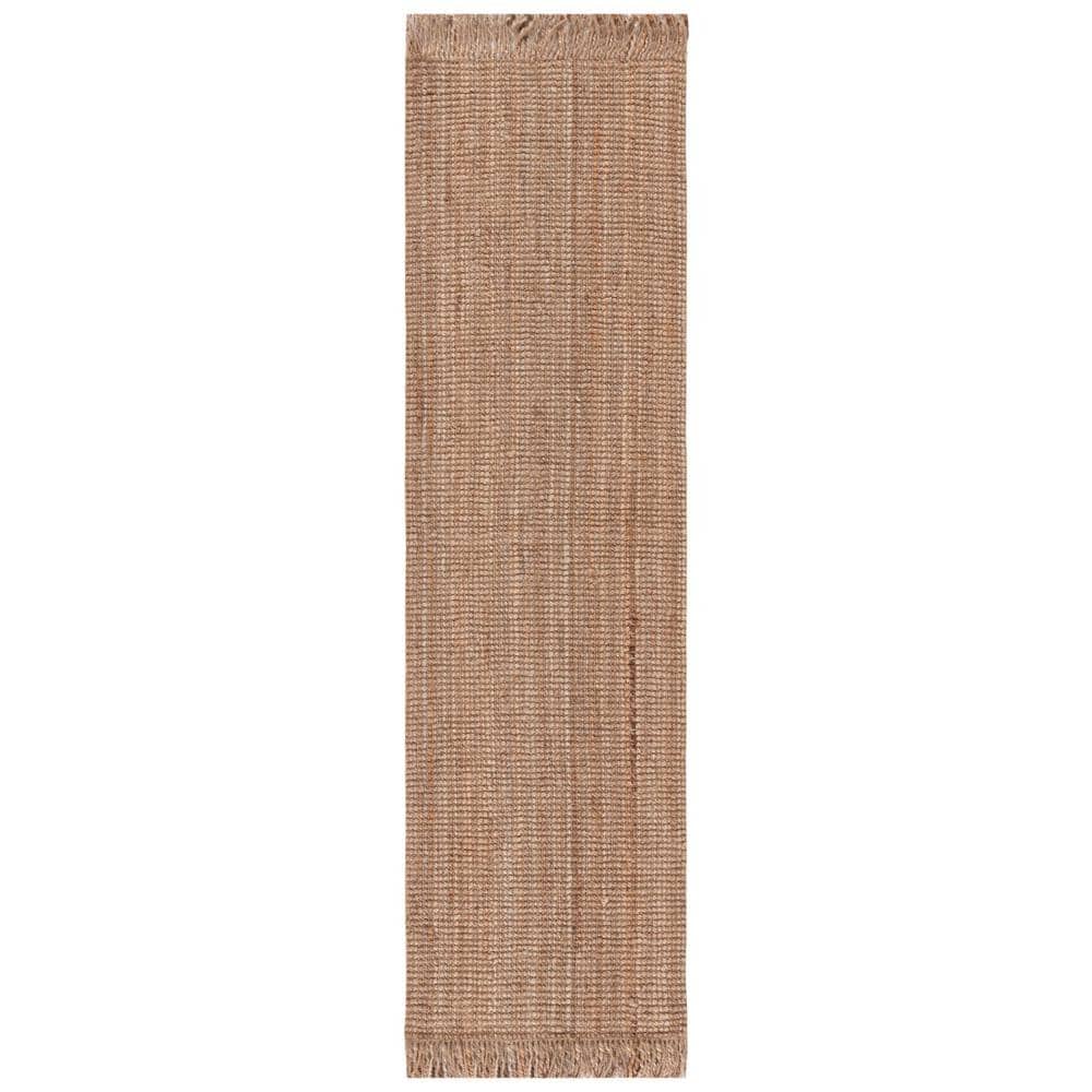 Natural Jute Handwoven Flat Woven Runner Rug with Fringe